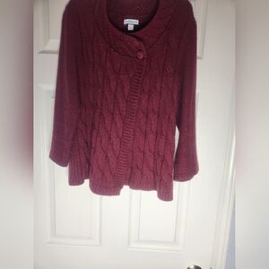 Croft & Barrow L 3/4SlvCottonBlend CableKnit DoubleButton Women'sCardiganSweater